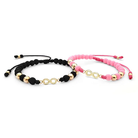 Pulseras para Parejas Neopreno Infinito Oro Laminado 18K