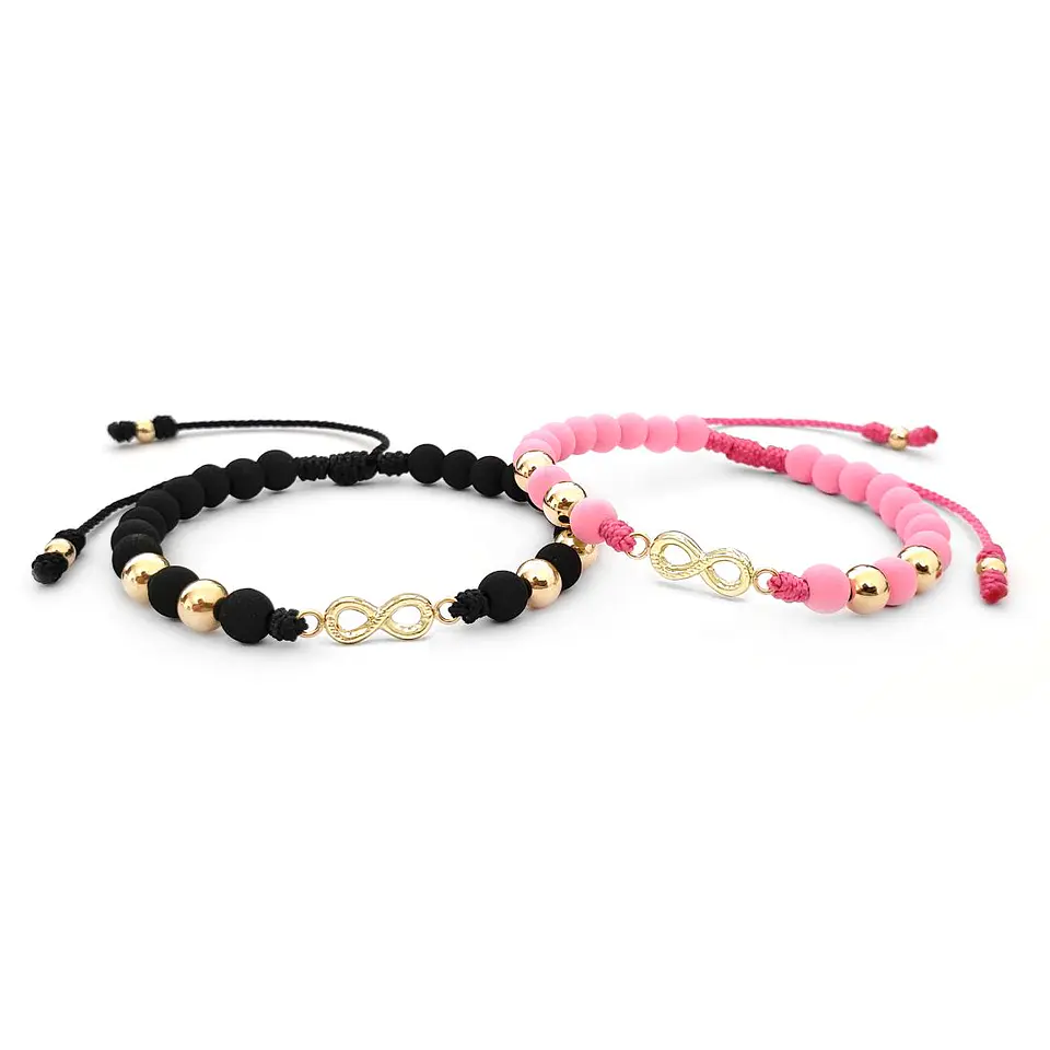 Pulseras para Parejas Neopreno Infinito Oro Laminado 18K 1