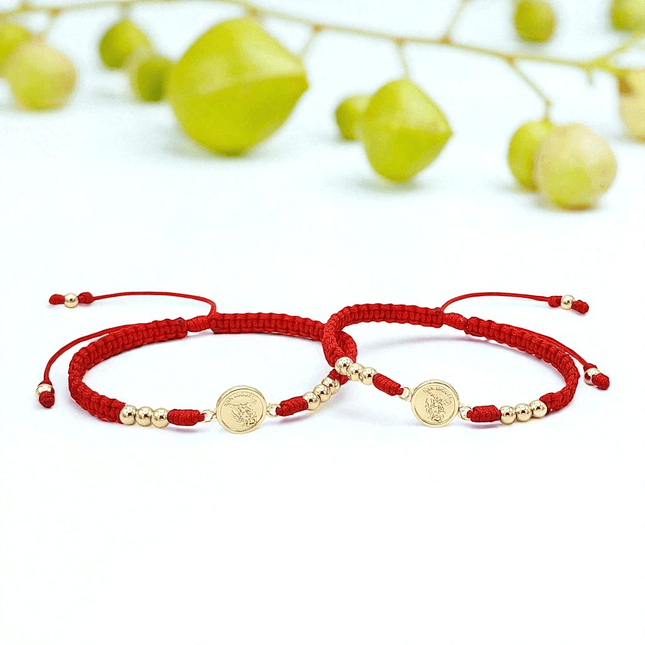 Par de Pulseras San Miguel Arcángel Oro Laminado 18k 4