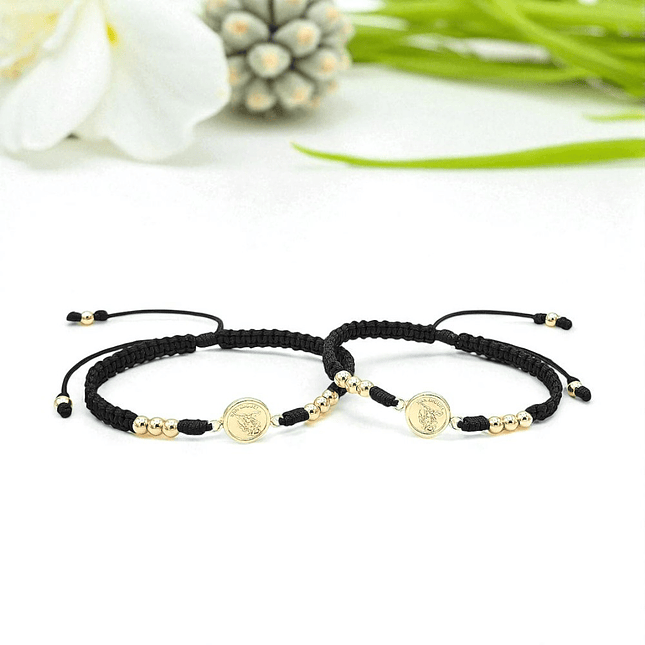 Par de Pulseras San Miguel Arcángel Oro Laminado 18k 6