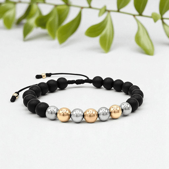 Pulsera Piedra Ónix Oro Laminado 18K 6