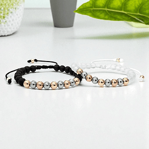 Pulseras para Parejas Ónix Mate Cristal Oro Laminado 18k