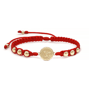 Pulsera Tejida San Miguel Arcángel Oro Laminado 18k