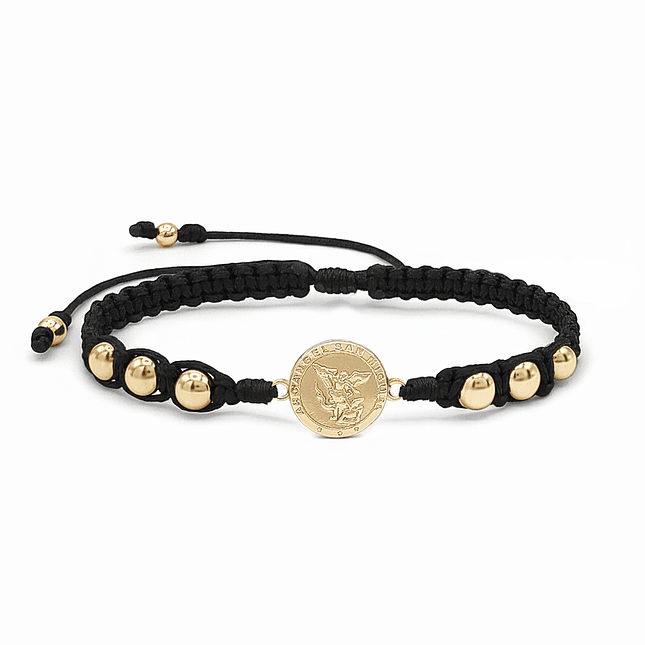Pulsera Tejida San Miguel Arcángel Oro Laminado 18k 2