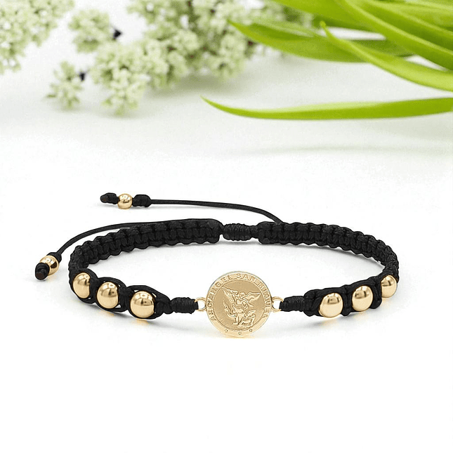 Pulsera Tejida San Miguel Arcángel Oro Laminado 18k 4