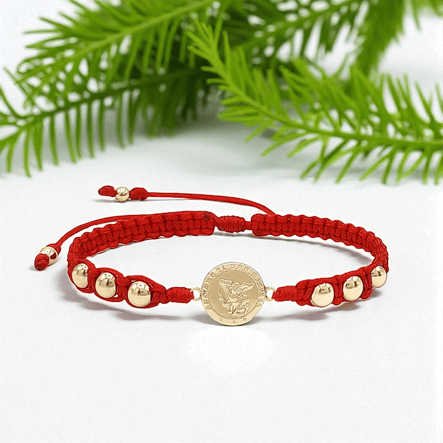 Pulsera Tejida San Miguel Arcángel Oro Laminado 18k 5