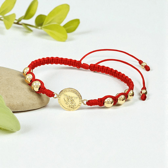 Pulsera Tejida San Miguel Arcángel Oro Laminado 18k 3