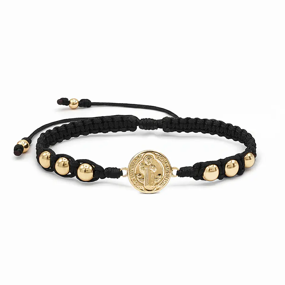 Pulsera Tejida San Benito Oro Laminado 18k 2