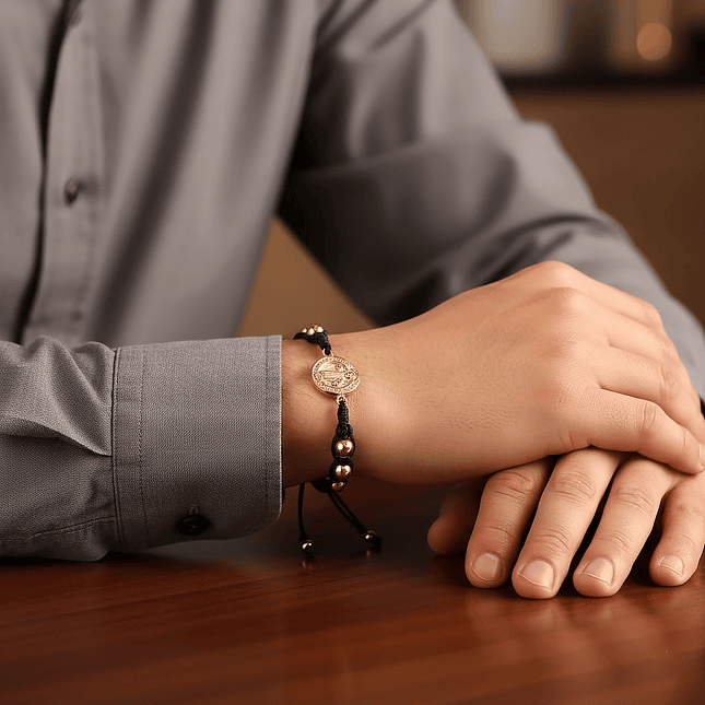 Pulsera Tejida San Benito Oro Laminado 18k 4