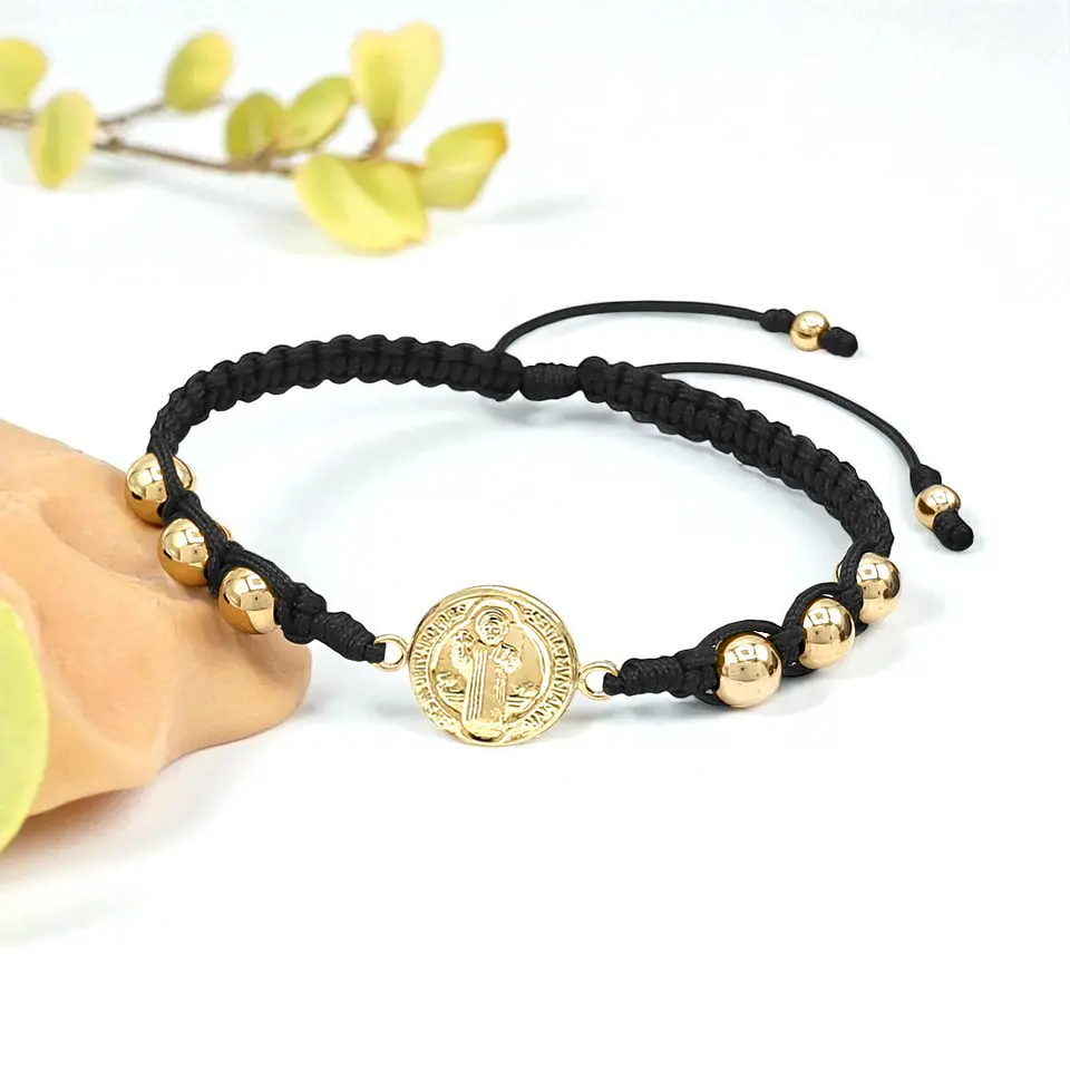 Pulsera Tejida San Benito Oro Laminado 18k 7