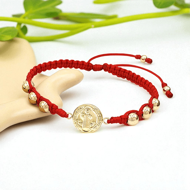 Pulsera Tejida San Benito Oro Laminado 18k 5
