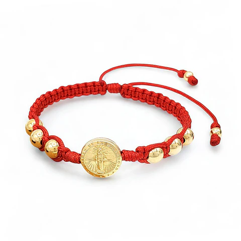 Pulsera Tejida Virgen Milagrosa Oro Laminado 18k