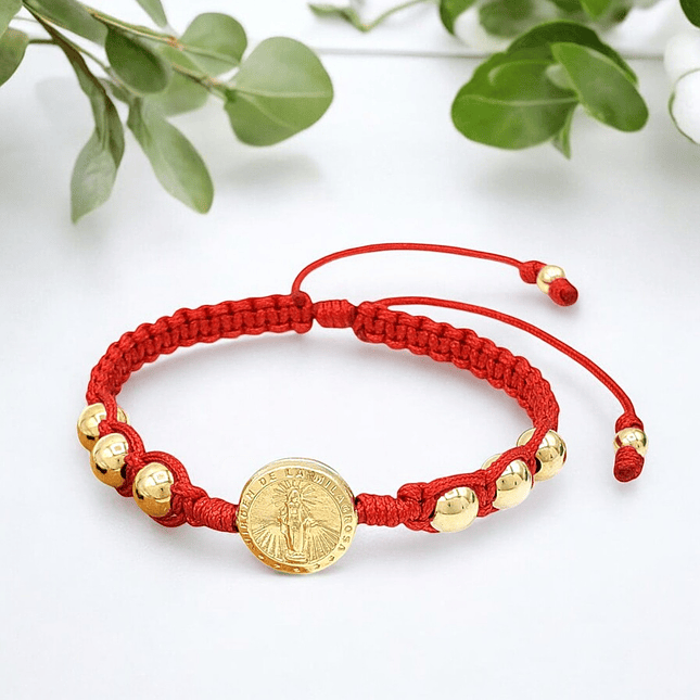 Pulsera Tejida Virgen Milagrosa Oro Laminado 18k 5