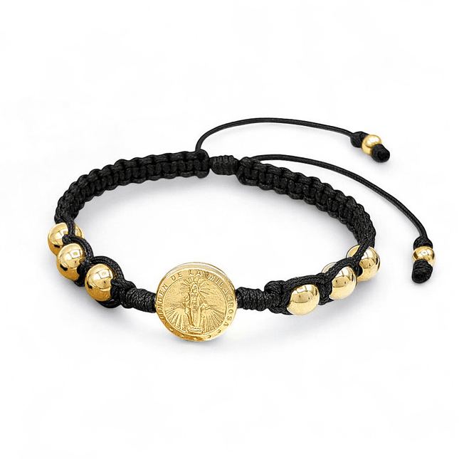 Pulsera Tejida Virgen Milagrosa Oro Laminado 18k 2