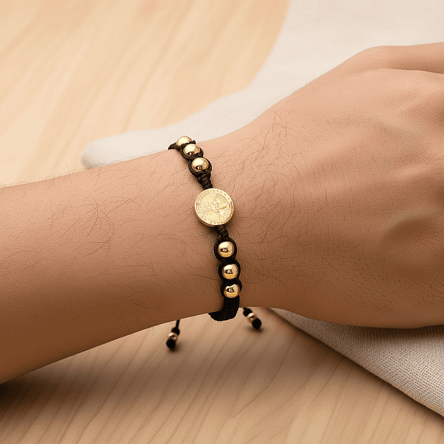Pulsera Tejida Virgen Milagrosa Oro Laminado 18k 4
