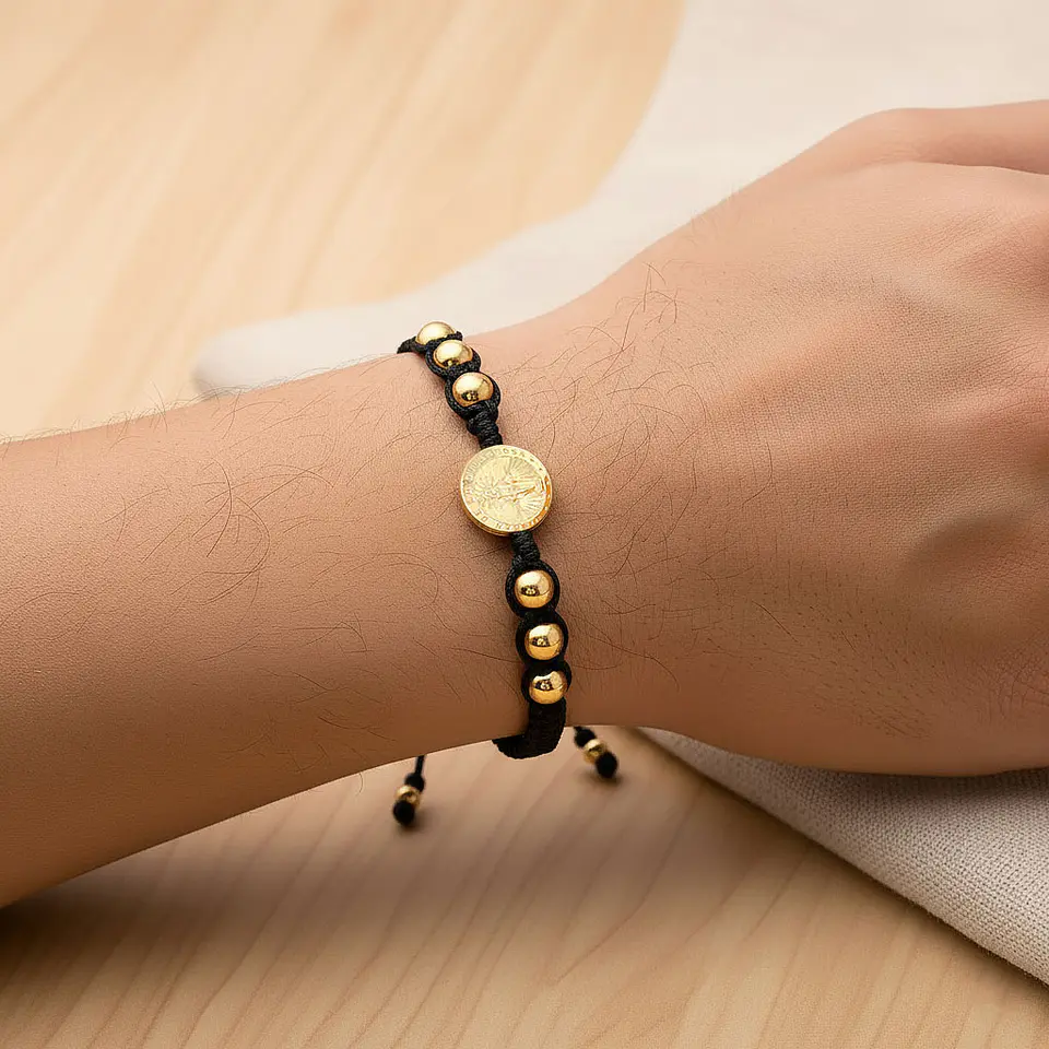 Pulsera Tejida Virgen Milagrosa Oro Laminado 18k 4