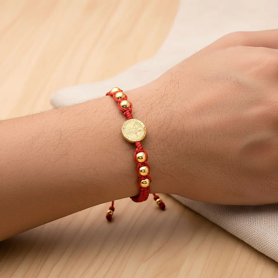 Pulsera Tejida Virgen Milagrosa Oro Laminado 18k 3