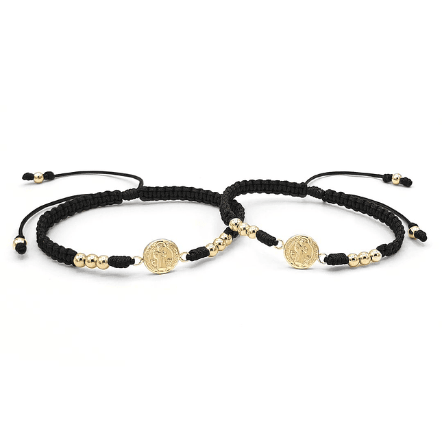 Par de Pulseras San Benito Oro Laminado 18k 2