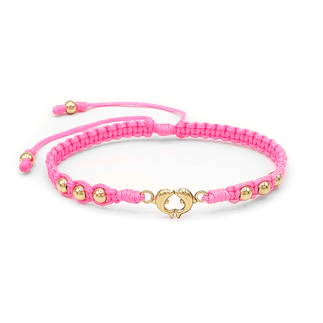 Pulsera Tejida Delfines Oro Laminado 18k 1