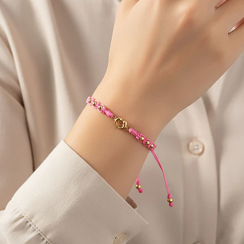 Pulsera Tejida Delfines Oro Laminado 18k