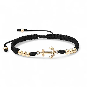 Pulsera Tejida Ancla Oro Laminado 18k