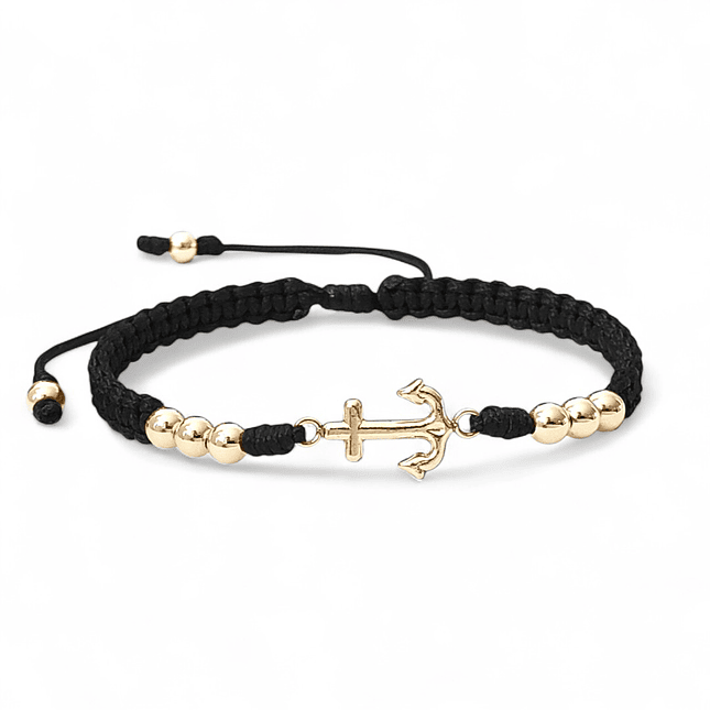 Pulsera Tejida Ancla Oro Laminado 18k 2