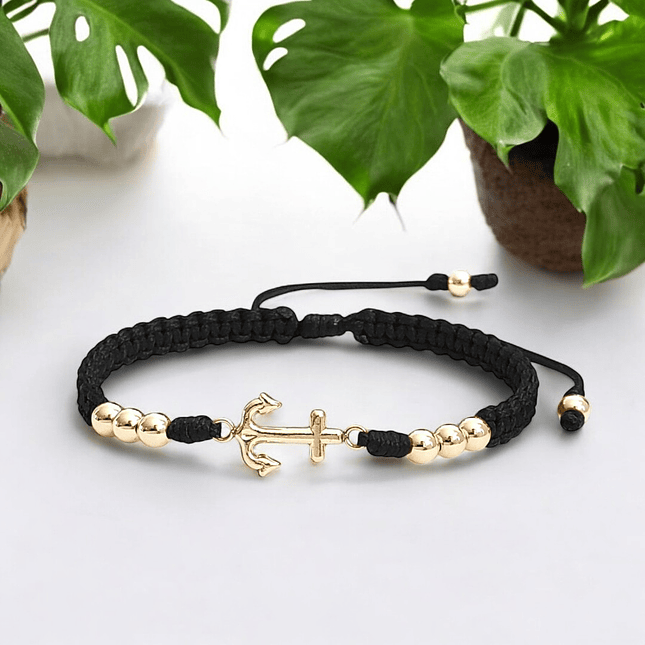 Pulsera Tejida Ancla Oro Laminado 18k 6
