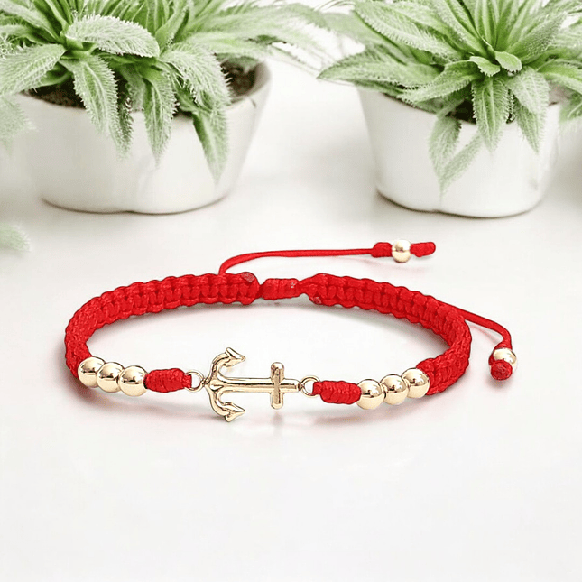 Pulsera Tejida Ancla Oro Laminado 18k 5