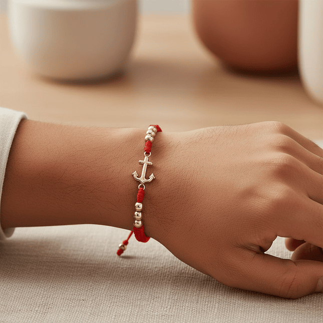 Pulsera Tejida Ancla Oro Laminado 18k 3