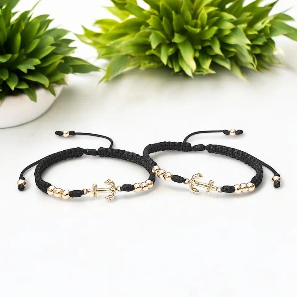 Pulseras para Parejas Anclas Oro Laminado 18k 6