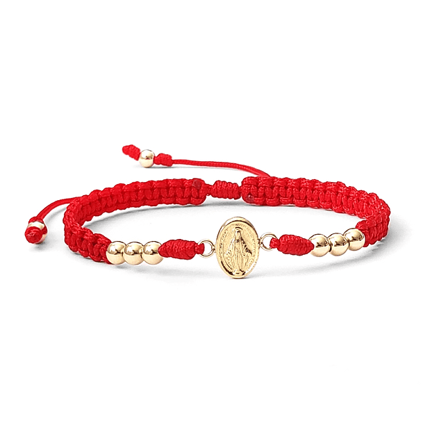 Pulsera Tejida Virgen Milagrosa Oro Laminado 18k 1
