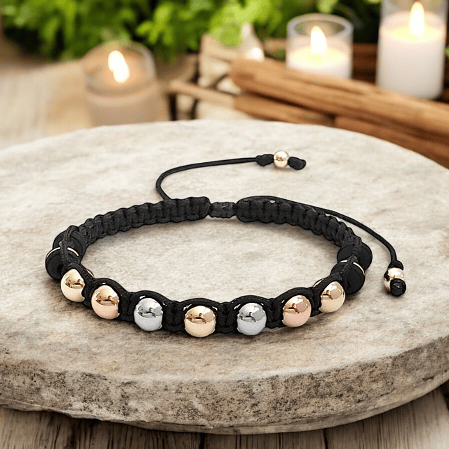 Pulsera Tejida Neopreno Oro Laminado 18k 3