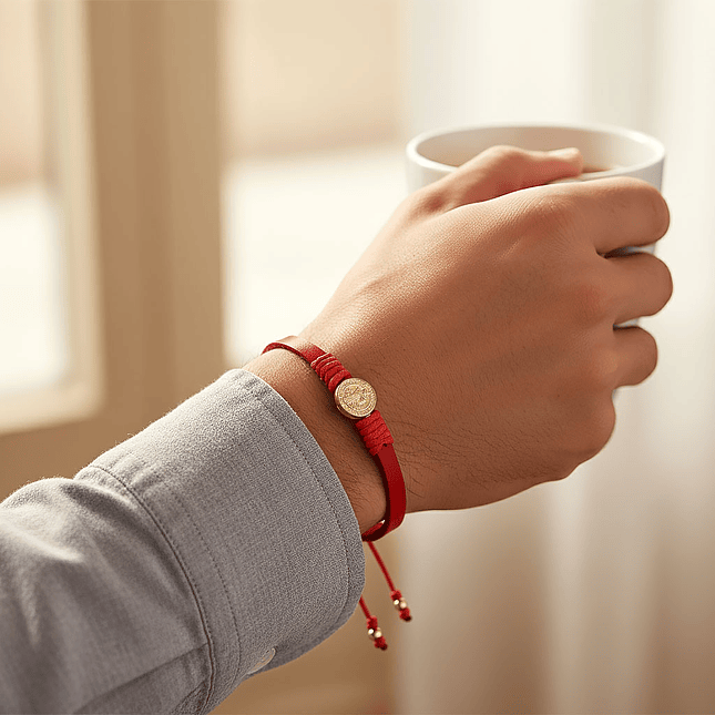 Pulsera San Benito Cuero Oro Laminado 18k 4