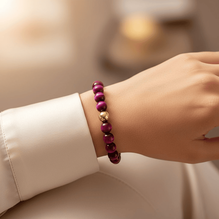 Pulsera Ojo de Tigre Oro Laminado 18k 8