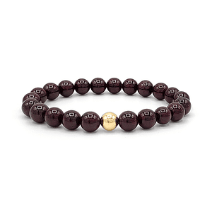 Pulsera Oro Laminado Piedra Granate 8mm