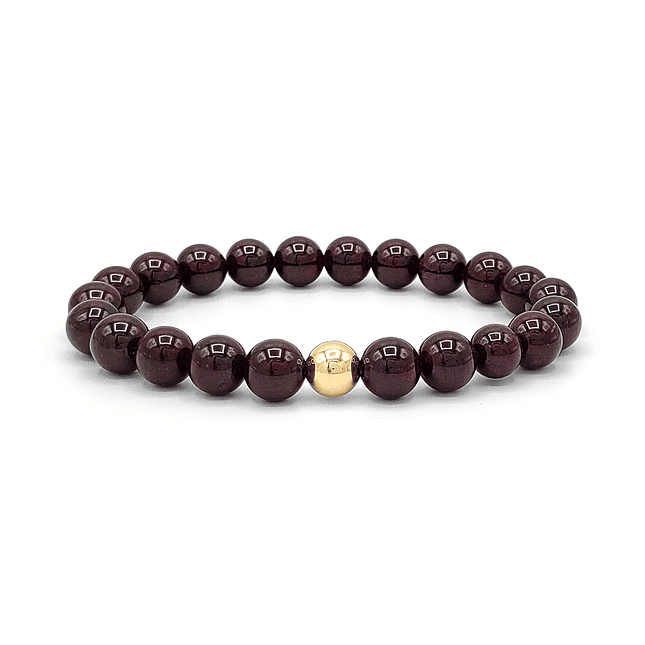 Pulsera Oro Laminado Piedra Granate 8mm 1
