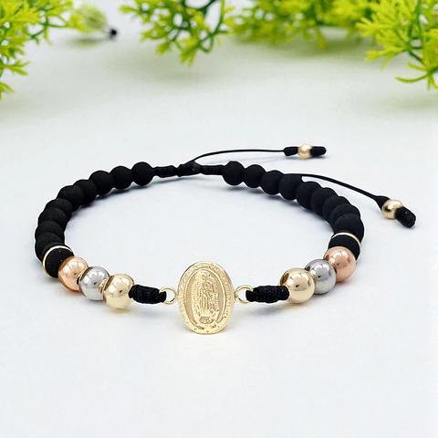 Pulsera Virgen Guadalupe Neopreno Oro Laminado 18k
