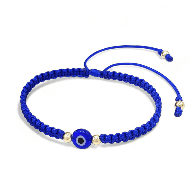 Pulsera Tejida Oro Laminado 18k Ojo Turco Rojo Negro o Azul 3