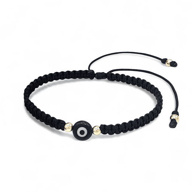 Pulsera Tejida Oro Laminado 18k Ojo Turco Rojo Negro o Azul 2