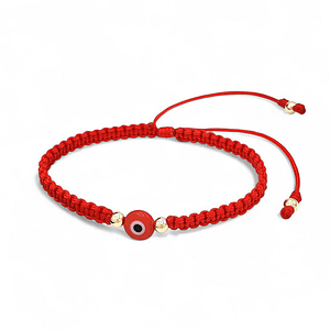 Pulsera Tejida Oro Laminado 18k Ojo Turco Rojo Negro o Azul