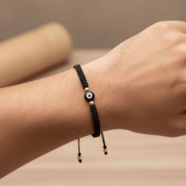 Pulsera Tejida Oro Laminado 18k Ojo Turco Rojo Negro o Azul 5