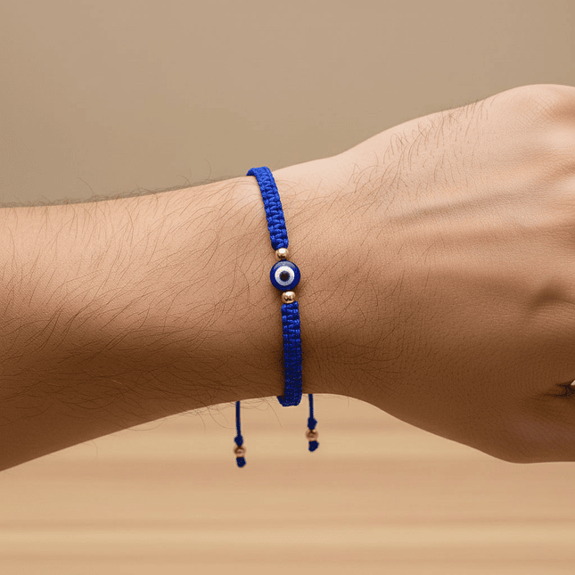 Pulsera Tejida Oro Laminado 18k Ojo Turco Rojo Negro o Azul 6