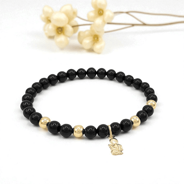 Pulsera Angelito Piedras Naturales Oro Laminado 18k 7
