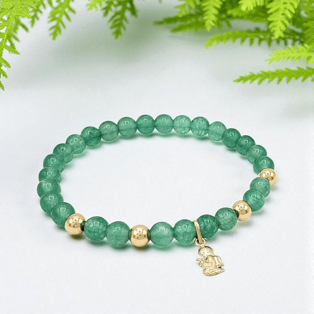 Pulsera Angelito Piedras Naturales Oro Laminado 18k 9