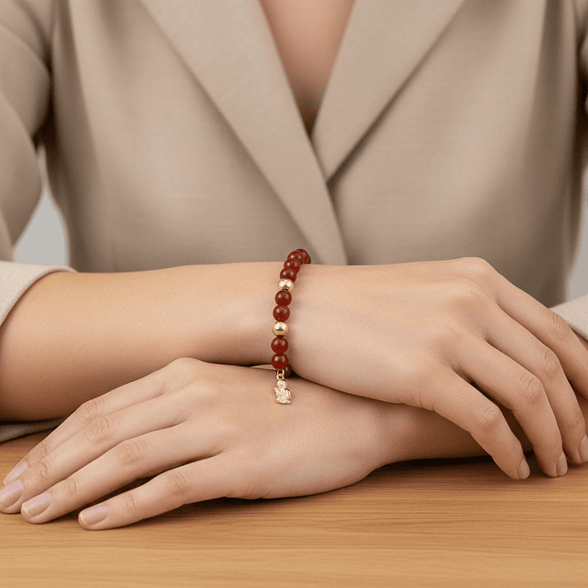 Pulsera Angelito Piedras Naturales Oro Laminado 18k 5