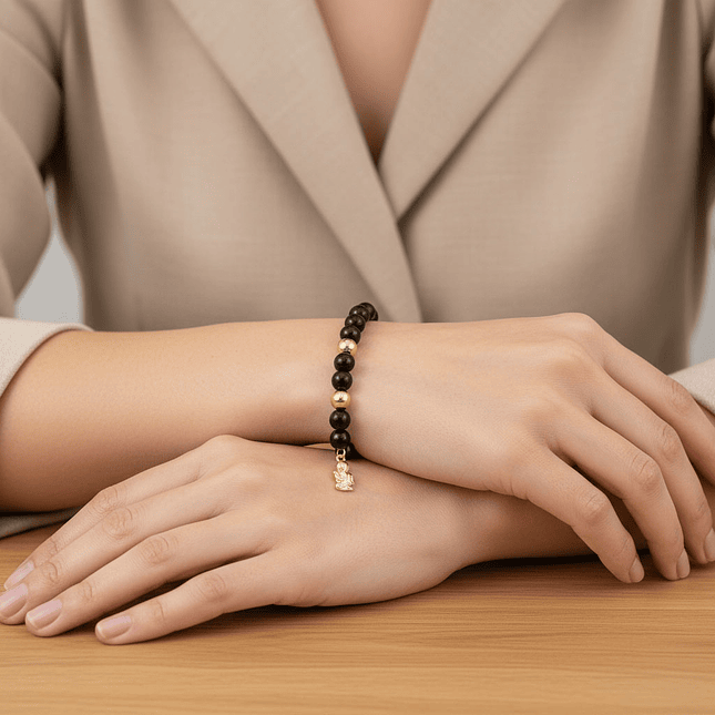 Pulsera Angelito Piedras Naturales Oro Laminado 18k 4