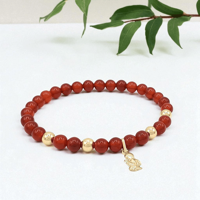 Pulsera Angelito Piedras Naturales Oro Laminado 18k 8