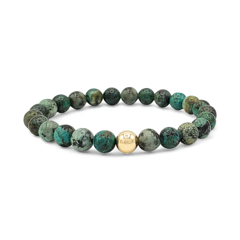 Pulsera Piedra Turquesa Africana Oro Laminado 18k