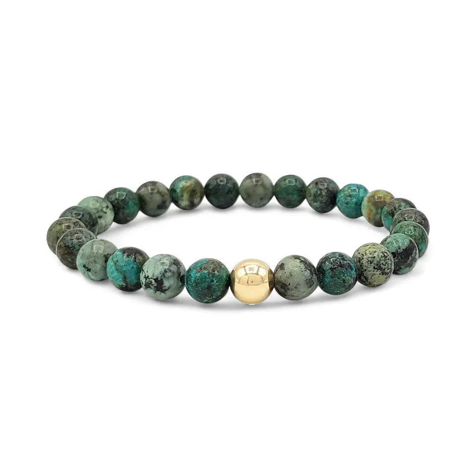 Pulsera Piedra Turquesa Africana Oro Laminado 18k 1