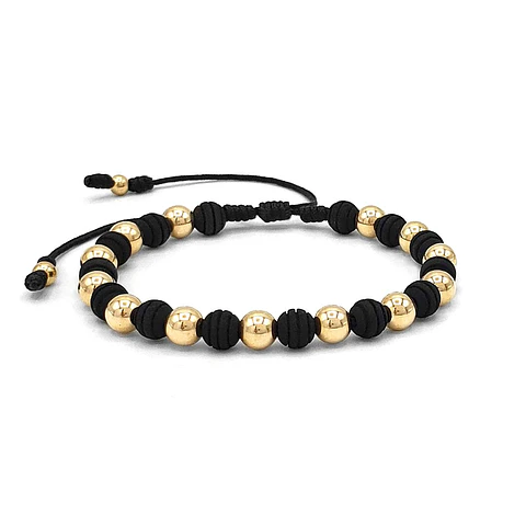 Pulsera con Neopreno y Oro Laminado 18k (6mm)